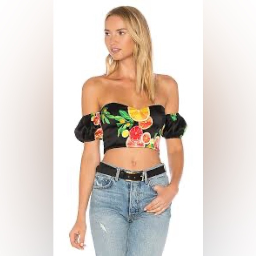 LPA silk black citrus crop top 169